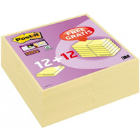 Karteczki samoprzylepne POST-IT® Super Sticky (654SSCYP12+12), 76x76mm, 12+12x90 kart., ¿ó³te